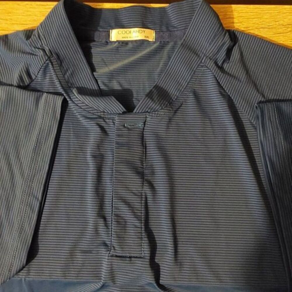 Mens Coofandy‎ Blue Striped Polo Short Sleeve Polo Polyamide Spandex Size XXL
